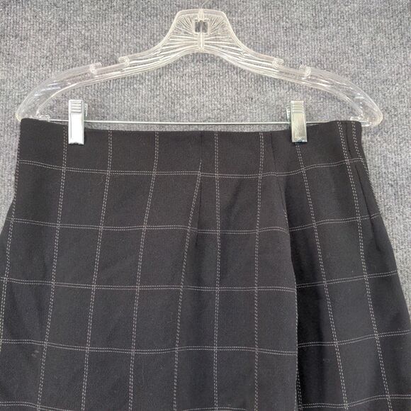 Franco Mirabelli Wool Skirt Womens Size 12 Black Checked Pattern - Picture 9 of 13